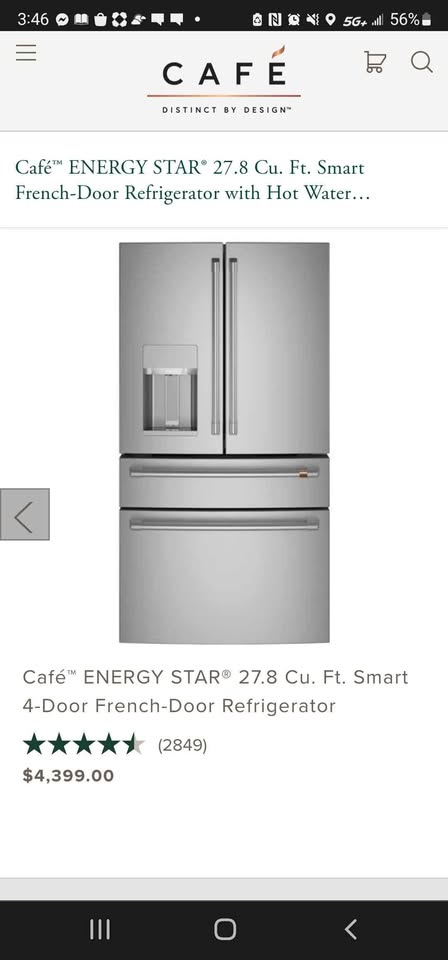 A product listing screenshot for a Café ENERGY STAR 27.8 cu.
